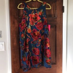 Floral velvet patterned cocktail dress